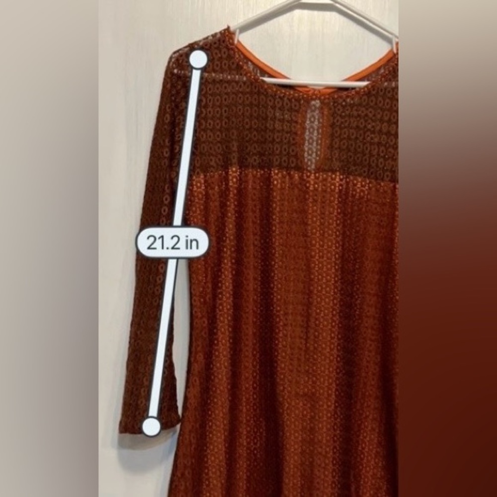 EBZA L AWESOME Cocktail dress Brown Lace Over Orange Keyhole Back, Hidden Zipper - Picture 8 of 15